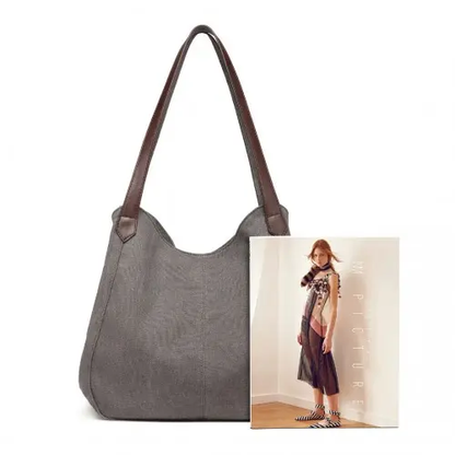 EB2040L - Kono Canvas Shoulder Tote Bag - Grey by All Mart Bristol Ltd
