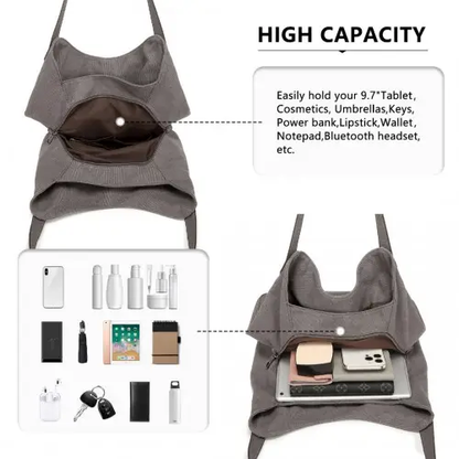 EB2040L - Kono Canvas Shoulder Tote Bag - Grey by All Mart Bristol Ltd