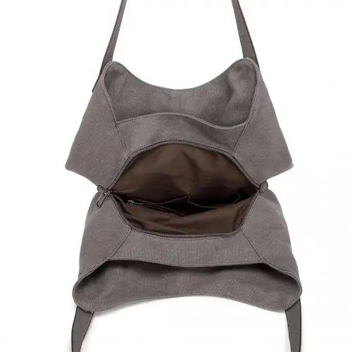 EB2040L - Kono Canvas Shoulder Tote Bag - Grey by All Mart Bristol Ltd