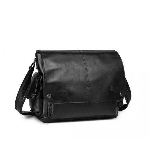 EB2127 - Kono Casual Leather Men's Large Capacity Shoulder Bag - Black by All Mart Bristol Ltd