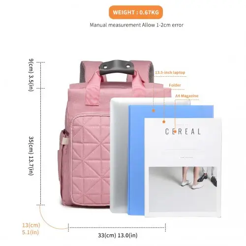 EM2105 - Kono Simple Lightweight Maternity Changing Bag - Pink by All Mart Bristol Ltd