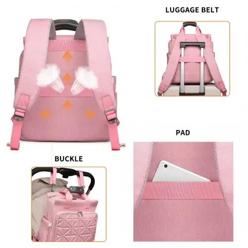 EM2105 - Kono Simple Lightweight Maternity Changing Bag - Pink by All Mart Bristol Ltd