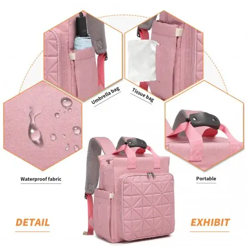 EM2105 - Kono Simple Lightweight Maternity Changing Bag - Pink by All Mart Bristol Ltd