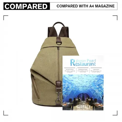 EB2044 - Kono Fashion Anti-Theft Canvas Backpack - Khaki by All Mart Bristol Ltd