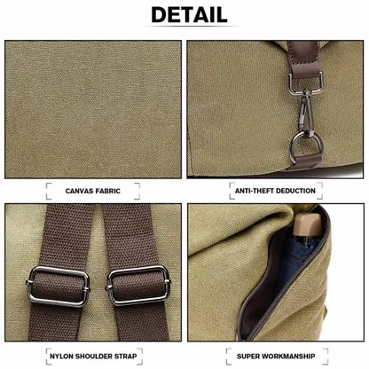 EB2044 - Kono Fashion Anti-Theft Canvas Backpack - Khaki by All Mart Bristol Ltd