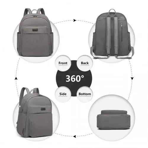 EB2234 - Kono Canvas Lightweight Casual School Backpack - Grey by All Mart Bristol Ltd