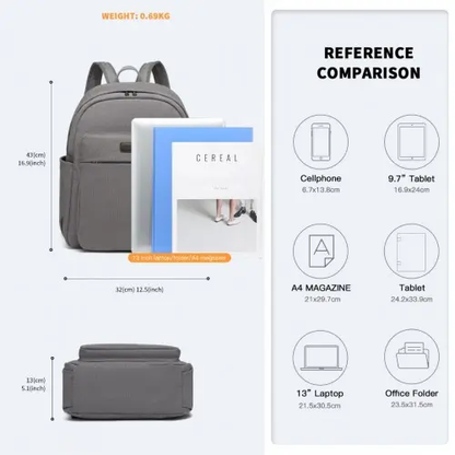 EB2234 - Kono Canvas Lightweight Casual School Backpack - Grey by All Mart Bristol Ltd