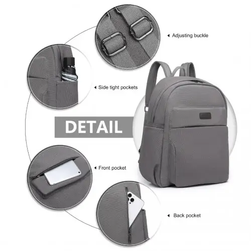 EB2234 - Kono Canvas Lightweight Casual School Backpack - Grey by All Mart Bristol Ltd