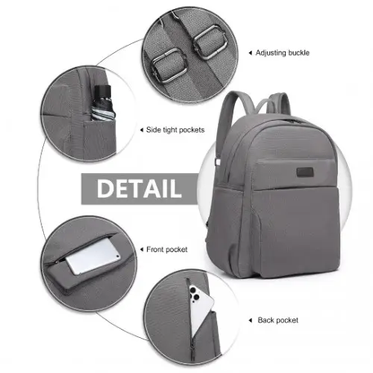 EB2234 - Kono Canvas Lightweight Casual School Backpack - Grey by All Mart Bristol Ltd