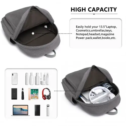 EB2234 - Kono Canvas Lightweight Casual School Backpack - Grey by All Mart Bristol Ltd