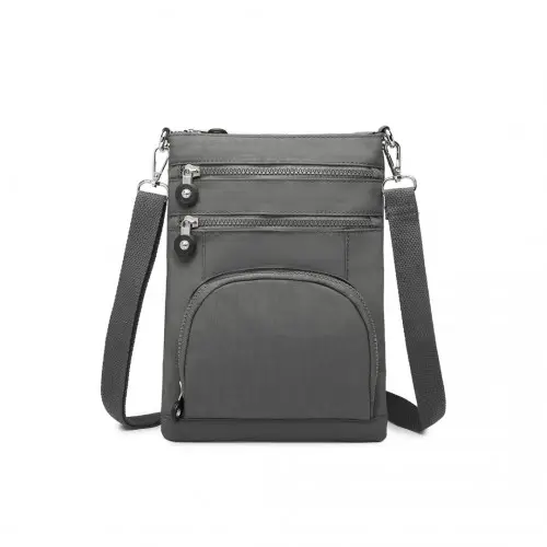 EB2228 - Kono Casual Multi Pocket RFID Blocking Cross body Bag - Grey by All Mart Bristol Ltd