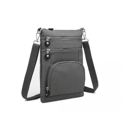 EB2228 - Kono Casual Multi Pocket RFID Blocking Cross body Bag - Grey by All Mart Bristol Ltd