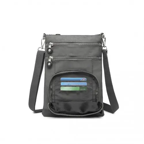 EB2228 - Kono Casual Multi Pocket RFID Blocking Cross body Bag - Grey by All Mart Bristol Ltd