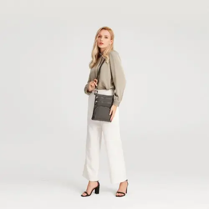 EB2228 - Kono Casual Multi Pocket RFID Blocking Cross body Bag - Grey by All Mart Bristol Ltd