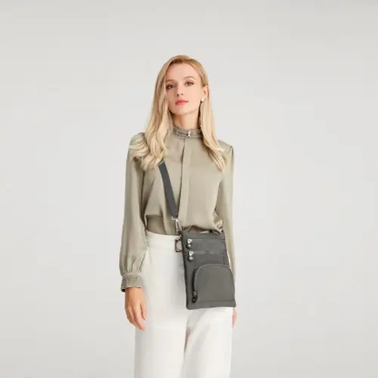 EB2228 - Kono Casual Multi Pocket RFID Blocking Cross body Bag - Grey by All Mart Bristol Ltd