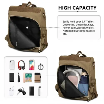 EH2107 - Kono Multi Way Anti-theft Waterproof Backpack Shoulder Bag - Khaki by All Mart Bristol Ltd