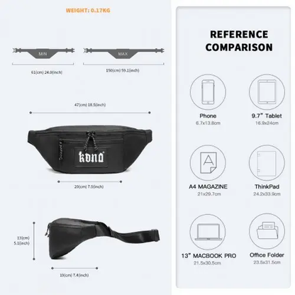 EA2136 - Kono Lightweight Fashion Sports Bum Bag For Men And Women - Black by All Mart Bristol Ltd