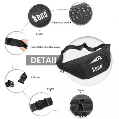 EA2136 - Kono Lightweight Fashion Sports Bum Bag For Men And Women - Black by All Mart Bristol Ltd