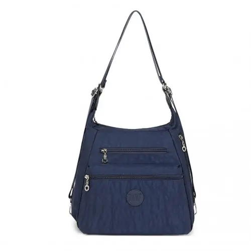 EH2063 - Kono Three Way Multipurpose Casual Shoulder Bag With Double Zippers - Navy by All Mart Bristol Ltd