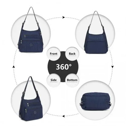 EH2063 - Kono Three Way Multipurpose Casual Shoulder Bag With Double Zippers - Navy by All Mart Bristol Ltd