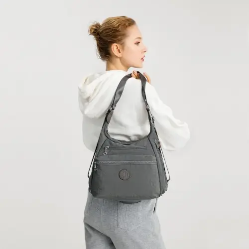 EH2063 - Kono Three Way Multipurpose Casual Shoulder Bag With Double Zippers - Navy by All Mart Bristol Ltd