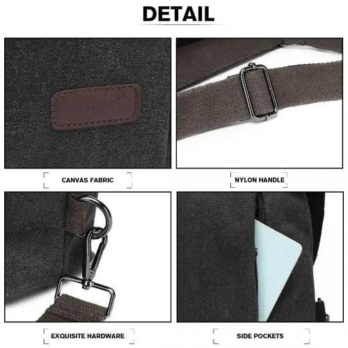 EB2041 - Kono Two Way Canvas Shoulder Bag Backpack - Black by All Mart Bristol Ltd