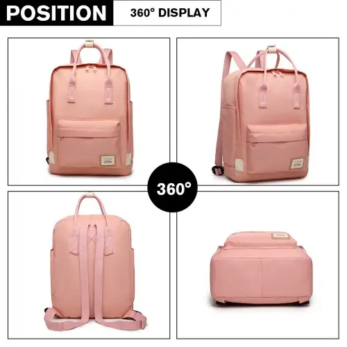 EB2017 - Kono Large Polyester Laptop Backpack - Pink by All Mart Bristol Ltd
