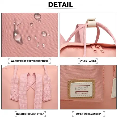 EB2017 - Kono Large Polyester Laptop Backpack - Pink by All Mart Bristol Ltd