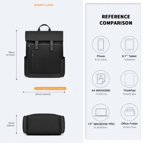 EM2114 - Kono Waterproof Large Capacity School Laptop Backpack - Black by All Mart Bristol Ltd