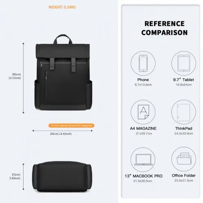 EM2114 - Kono Waterproof Large Capacity School Laptop Backpack - Black by All Mart Bristol Ltd