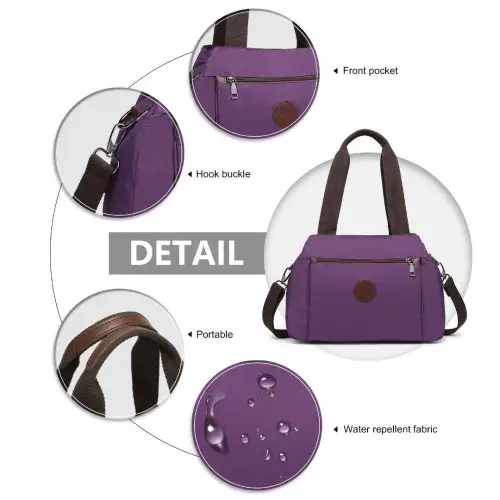 EH2239 - Kono Waterproof Multi-Functional Handbag Cross Body Bag - Purple by All Mart Bristol Ltd