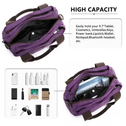 EH2239 - Kono Waterproof Multi-Functional Handbag Cross Body Bag - Purple by All Mart Bristol Ltd
