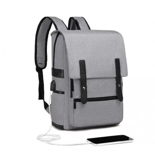 EG2032 - Kono Smart Practical Backpack with USB Chargable Interface - Grey by All Mart Bristol Ltd