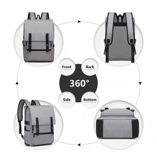 EG2032 - Kono Smart Practical Backpack with USB Chargable Interface - Grey by All Mart Bristol Ltd