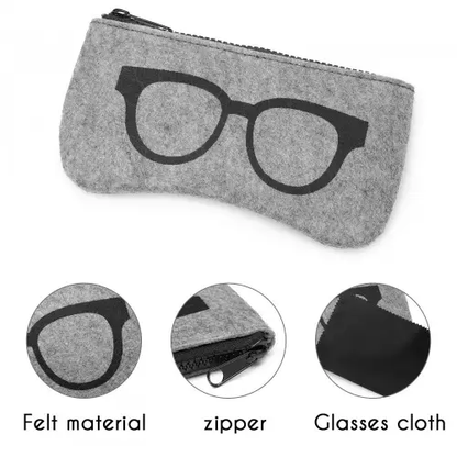 EB2065 - Soft Felt Glasses Case - Grey And Black by All Mart Bristol Ltd