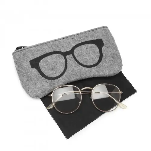 EB2065 - Soft Felt Glasses Case - Grey And Black by All Mart Bristol Ltd