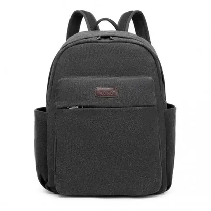 EB2234 - Kono Canvas Lightweight Casual School Backpack - Black by All Mart Bristol Ltd