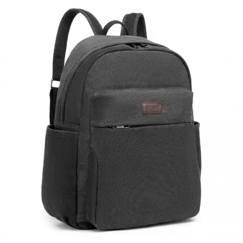 EB2234 - Kono Canvas Lightweight Casual School Backpack - Black by All Mart Bristol Ltd