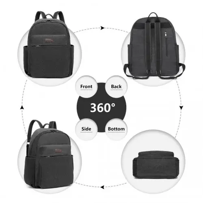 EB2234 - Kono Canvas Lightweight Casual School Backpack - Black by All Mart Bristol Ltd