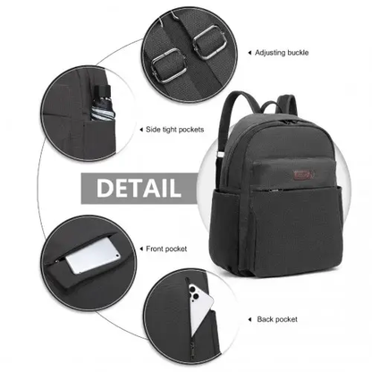 EB2234 - Kono Canvas Lightweight Casual School Backpack - Black by All Mart Bristol Ltd