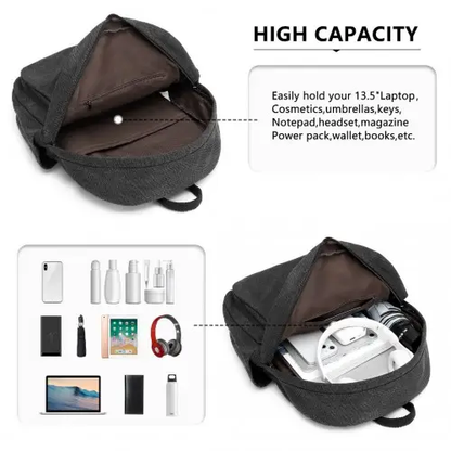 EB2234 - Kono Canvas Lightweight Casual School Backpack - Black by All Mart Bristol Ltd