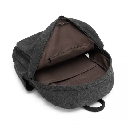 EB2234 - Kono Canvas Lightweight Casual School Backpack - Black by All Mart Bristol Ltd