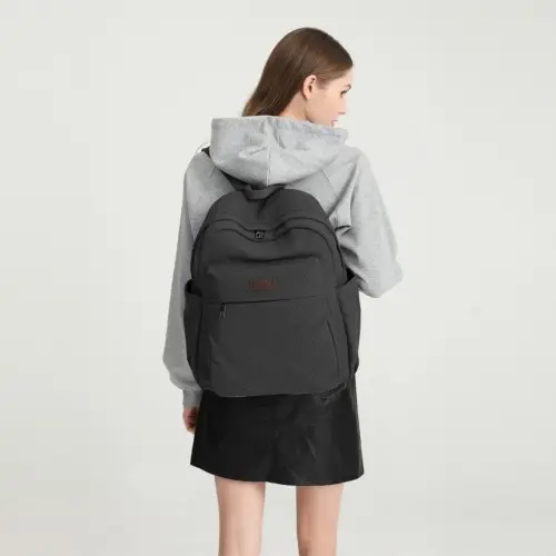EB2234 - Kono Canvas Lightweight Casual School Backpack - Black by All Mart Bristol Ltd