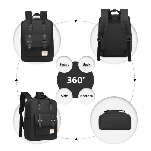 EB2211 - Kono Casual Daypack Lightweight Backpack Travel Bag - Black by All Mart Bristol Ltd