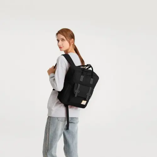 EB2211 - Kono Casual Daypack Lightweight Backpack Travel Bag - Black by All Mart Bristol Ltd