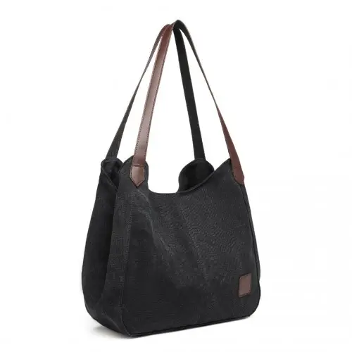 EB2040L - Kono Canvas Shoulder Tote Bag - Black by All Mart Bristol Ltd