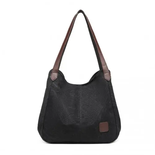 EB2040L - Kono Canvas Shoulder Tote Bag - Black by All Mart Bristol Ltd