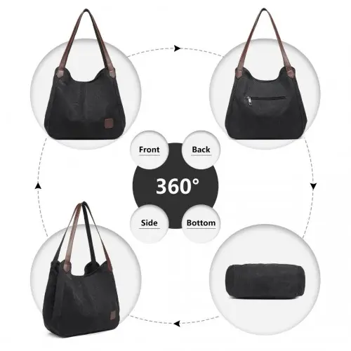 EB2040L - Kono Canvas Shoulder Tote Bag - Black by All Mart Bristol Ltd