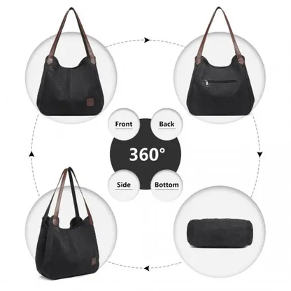EB2040L - Kono Canvas Shoulder Tote Bag - Black by All Mart Bristol Ltd