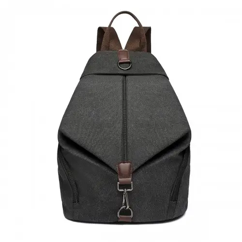 EB2044 - Kono Fashion Anti-Theft Canvas Backpack - Black by All Mart Bristol Ltd